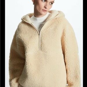 COS half-zip pullover Teddy Fleece Hoodie oversized size L